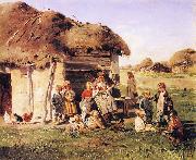 Vladimir Makovsky Village Children Sweden oil painting artist